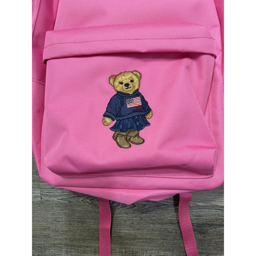Polo Ralph Lauren Polo Bear Backpack Ail Baja Pink Embroidered - Picture 7 of 14